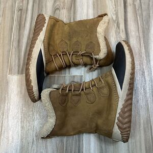 SOREL Snow Boots Size 8 Leather Rubber‎ Waterproof Tan & Black Outdoor Winter